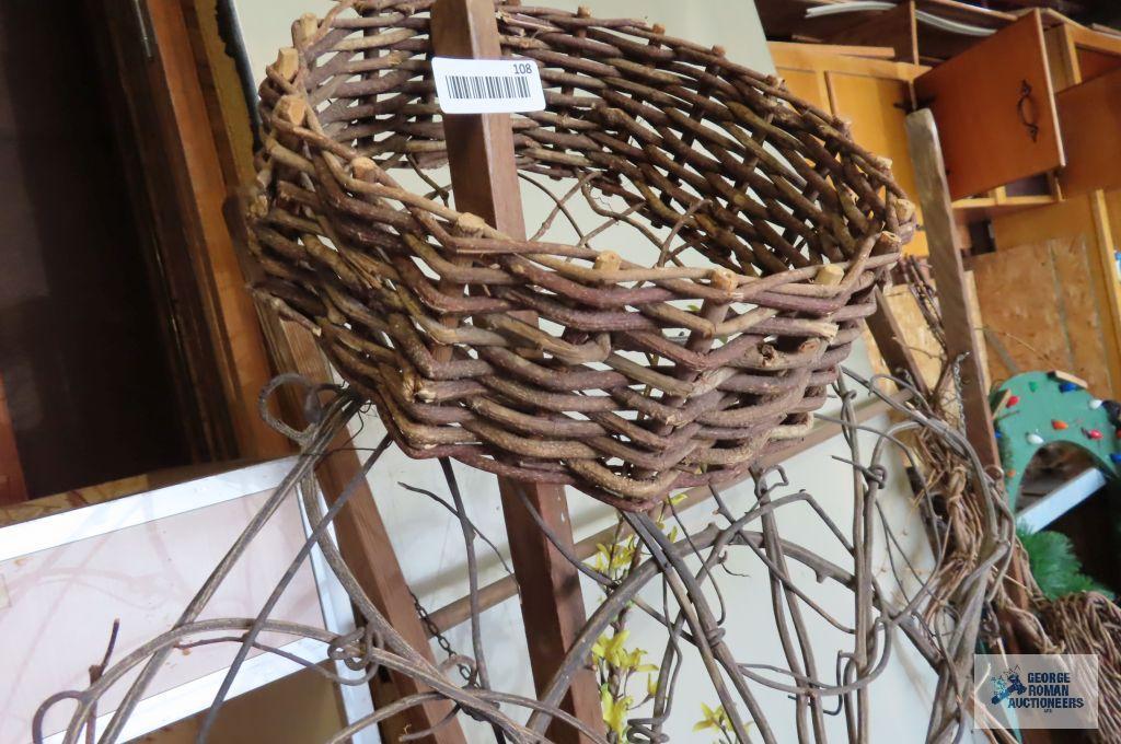 Drying rack with assorted wreaths and etc