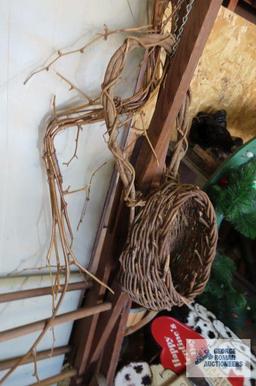 Drying rack with assorted wreaths and etc