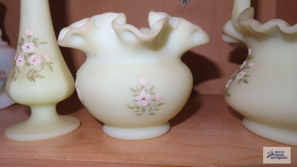 Three pieces of Fenton, basket,...bowl,...vase