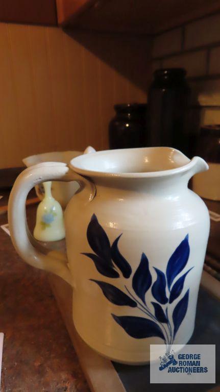 Three pieces of unmarked, painted pottery items