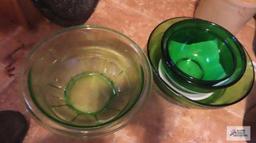 Assorted...green depression...bowl, and canner granite top