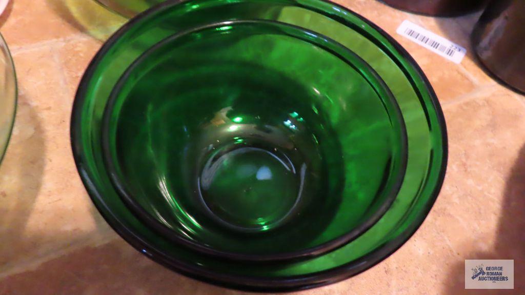 Assorted...green depression...bowl, and canner granite top