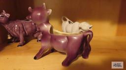 50s cow salt and pepper shakers and cow planter