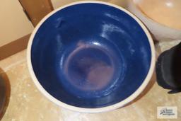 blue stoneware mixing bowl