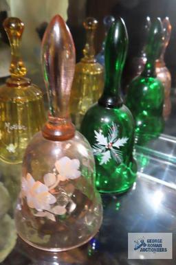 Five hand painted glass bells