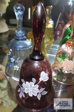 Five hand painted glass bells