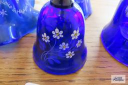 Blue glass hand-painted bells