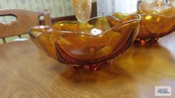 Decorative amber glass bowls