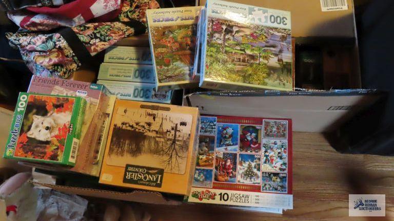 Large assortment of puzzles