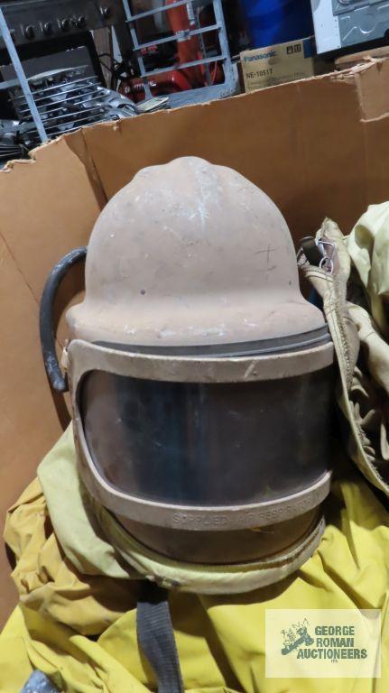 Rain gear, rain boots and sandblasting helmet