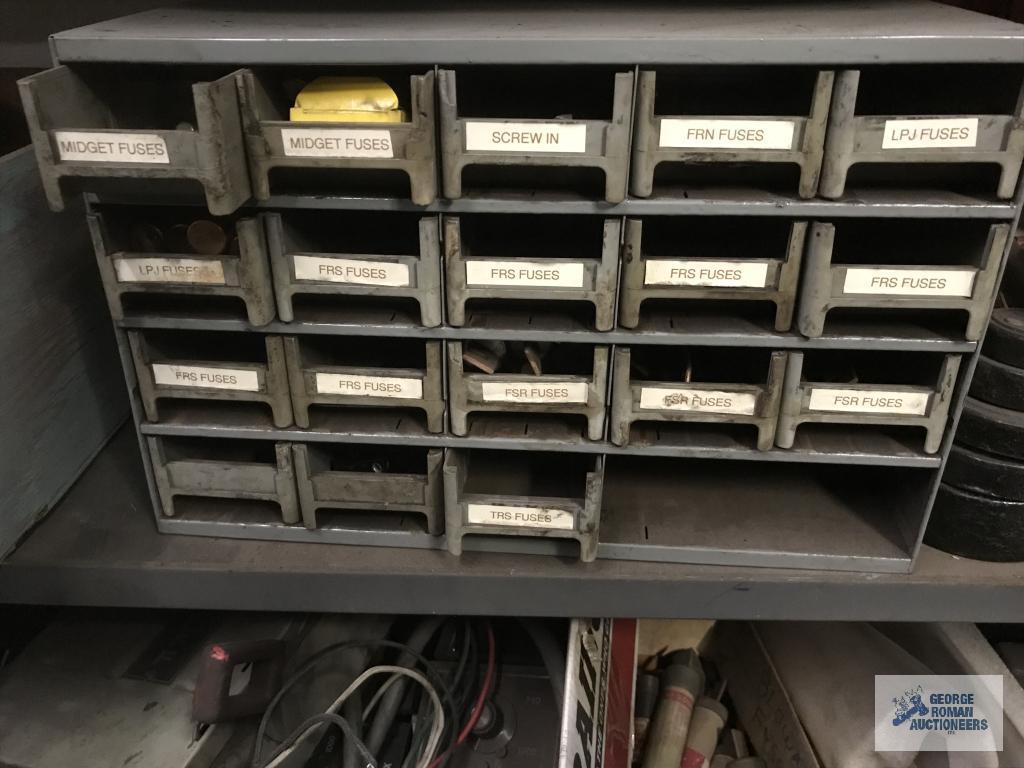 FUSES ON THREE SECTIONS OF SHELVING