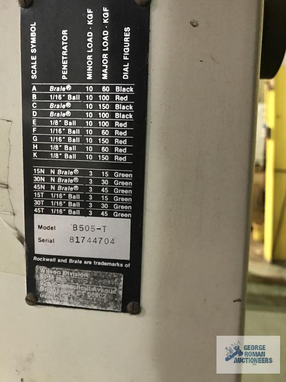 WILSON ROCKWELL HARDNESS TESTER, MODEL B505-T