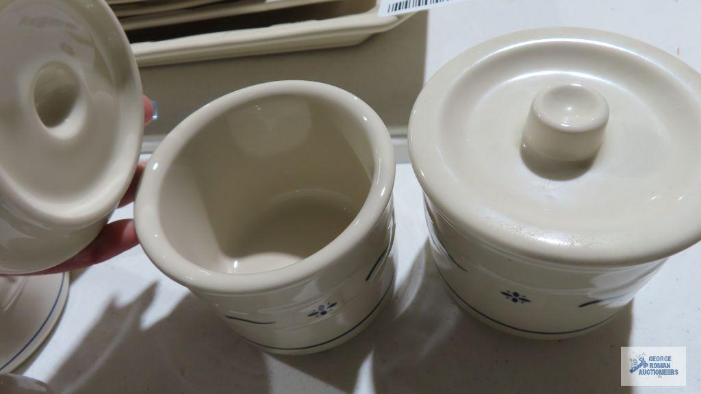 Longaberger...Pottery crocks with lids