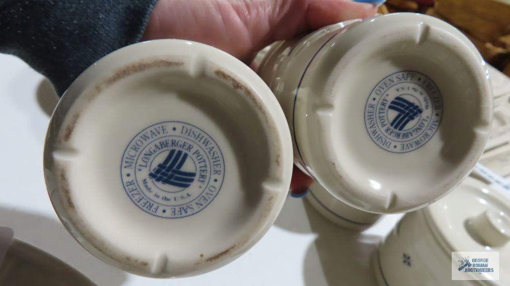 Longaberger...Pottery crocks with lids