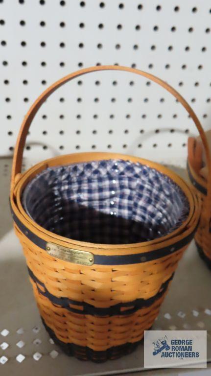 Longaberger...J.W. Collection...Miniature 2001 banker's wastebasket and 2002 corn basket