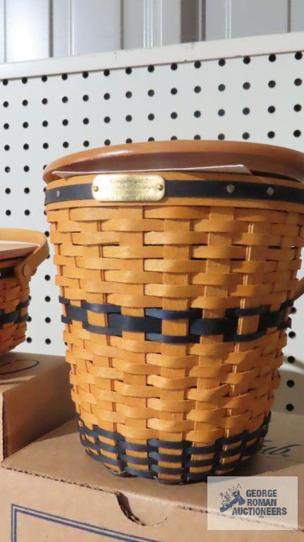 Longaberger J.W. Collection Miniature 2002-2003 cake basket and 2002 Baker's waste basket