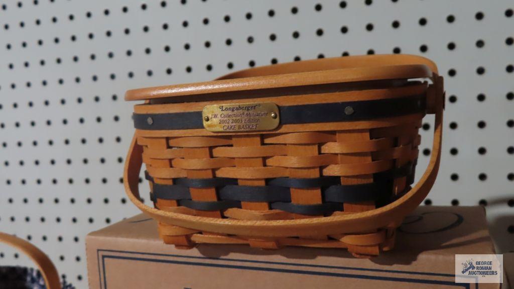 Longaberger J.W. Collection Miniature 2002-2003 cake basket and 2002 Baker's waste basket