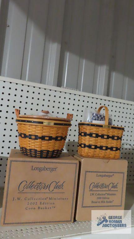 Longaberger...J.W. Collections Miniature...2002 Corn basket and 2000 bread and milk basket