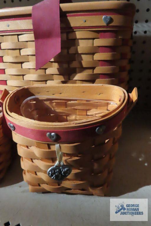 Longaberger ribbon tied heart baskets