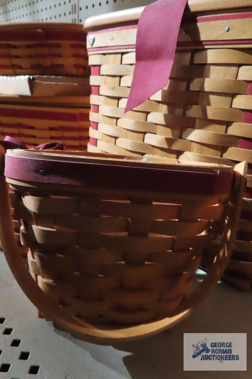 Longaberger ribbon tied heart baskets