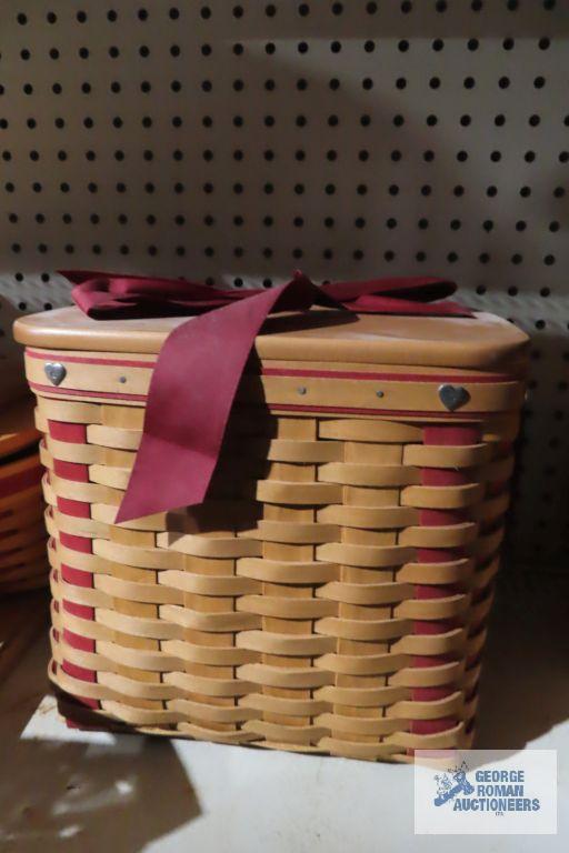 Longaberger ribbon tied heart baskets