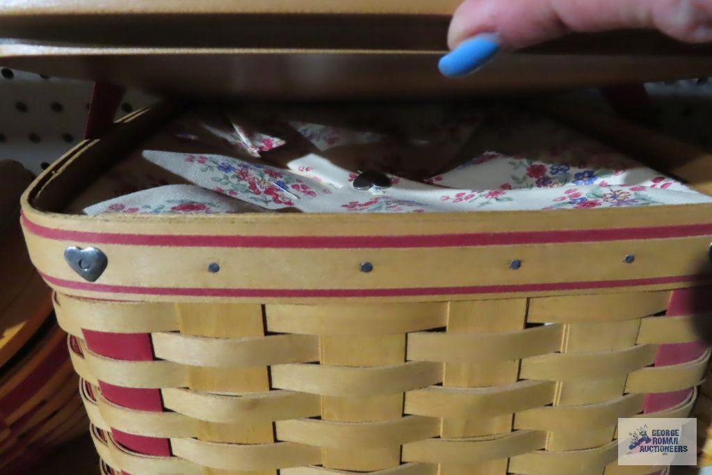 Longaberger ribbon tied heart baskets