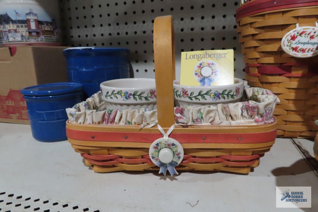 Longaberger 2001 peony basket and 2000 planter basket