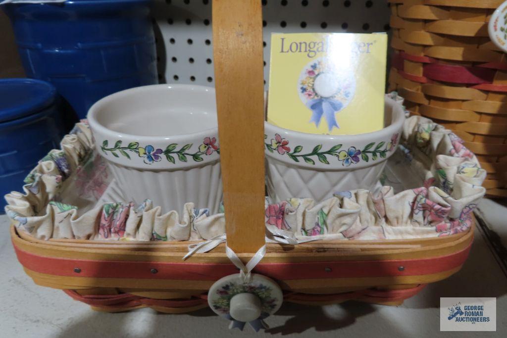 Longaberger 2001 peony basket and 2000 planter basket