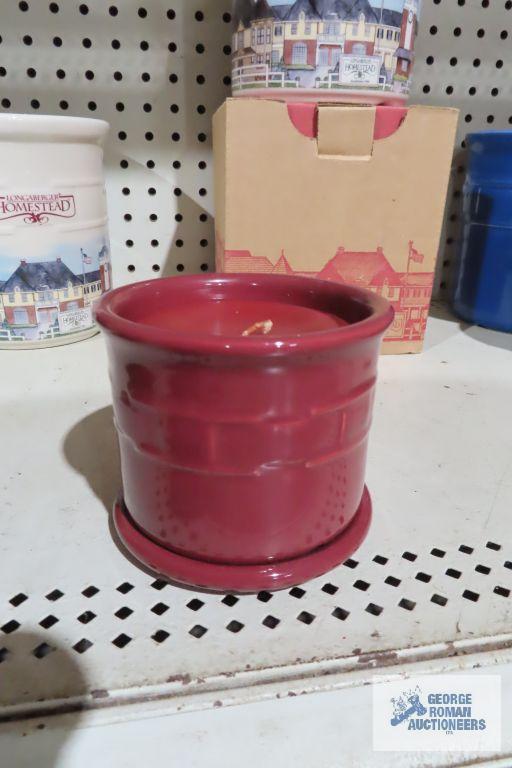 Longaberger Pottery candle holders and homestead crock