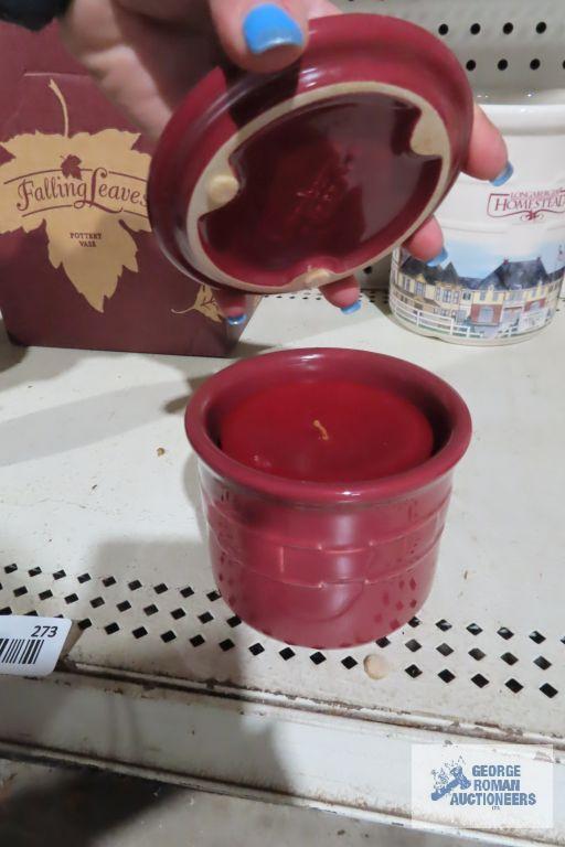 Longaberger Pottery candle holders and homestead crock