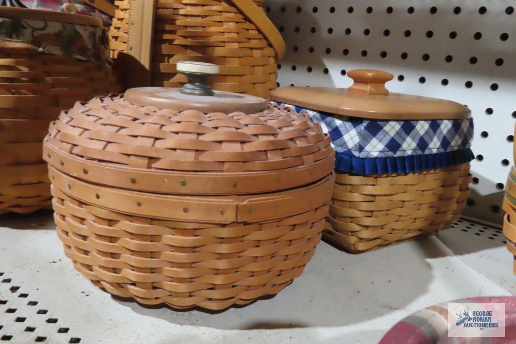 Longaberger Collectors Club lightship basket and Blue Ribbon Collection mending basket