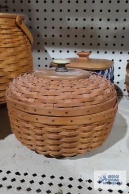 Longaberger Collectors Club lightship basket and Blue Ribbon Collection mending basket