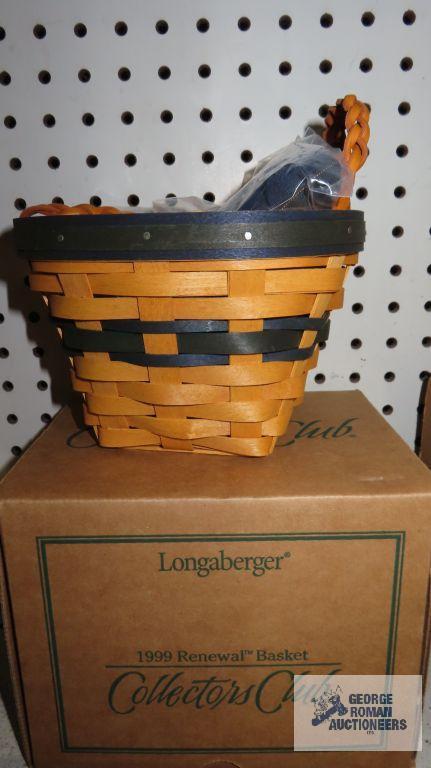 Longaberger...1999 and 2002 renewal baskets and five-year charter member lapel pin