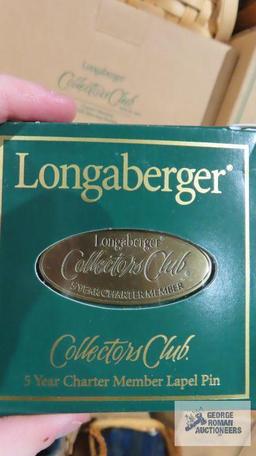 Longaberger...1999 and 2002 renewal baskets and five-year charter member lapel pin