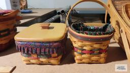 Longaberger 1996 and...1999 green and red striped baskets