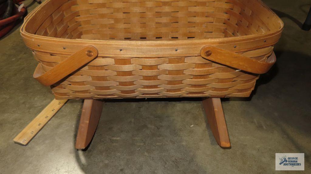 Longaberger 1999 miniature and 1989 large cradle baskets