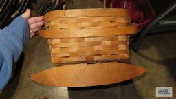 Longaberger 1999 miniature and 1989 large cradle baskets