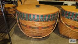 Longaberger 1994 large red and green striped round basket