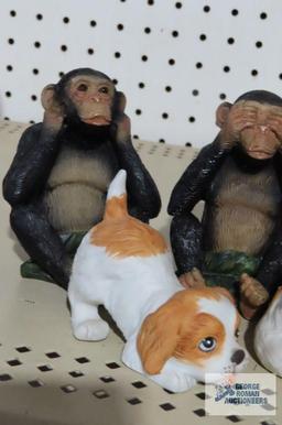 Dog and monkey figurines ...