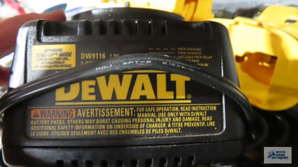 Dewalt drill and hand saw set, no battery. Cordless drill and flashlight set, no battery.