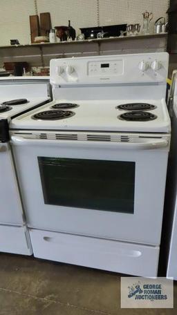 Frigidaire four burner electric stove, model number FFEF3015PWB