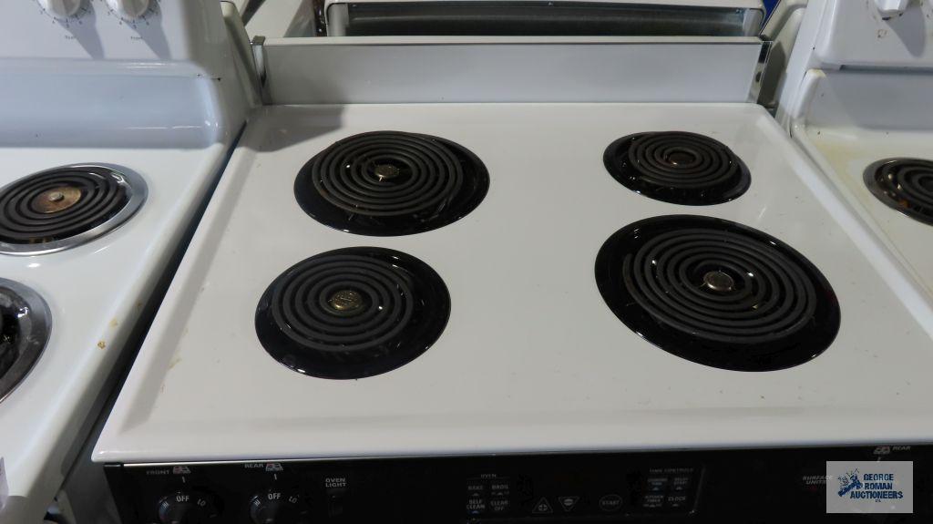 GE four burner electric stove, model number JSP2680W1WH