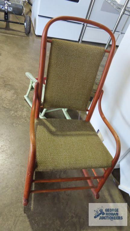 Vintage bentwood frame woven seat and back rocking chair