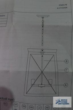 Progress Lighting chandelier, including fixture stem and metal frame