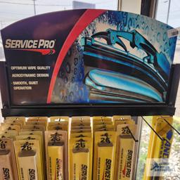 Service Pro roll about display with assorted windshield wipers. new in packages
