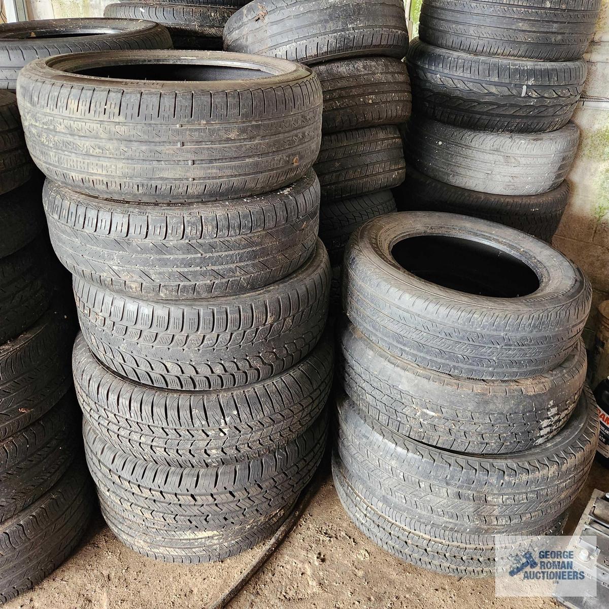 Lot of assorted tires and rims. Must take all