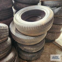 Lot of assorted tires and tire pieces. Must take all.