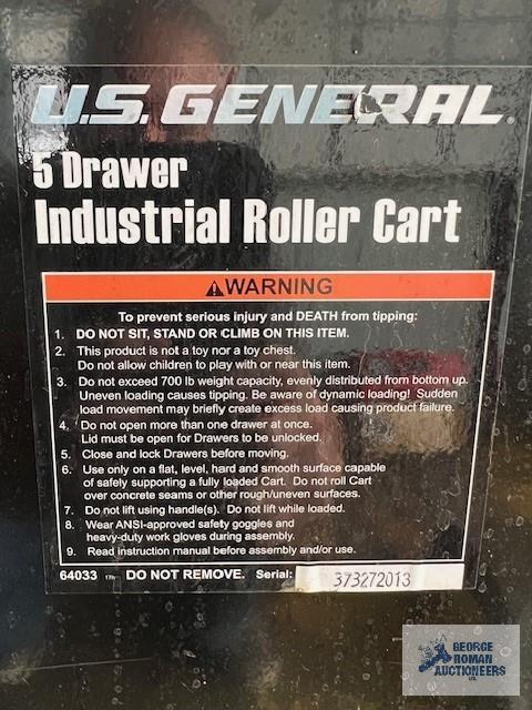 U.S. General 5-drawer industrial roller cart