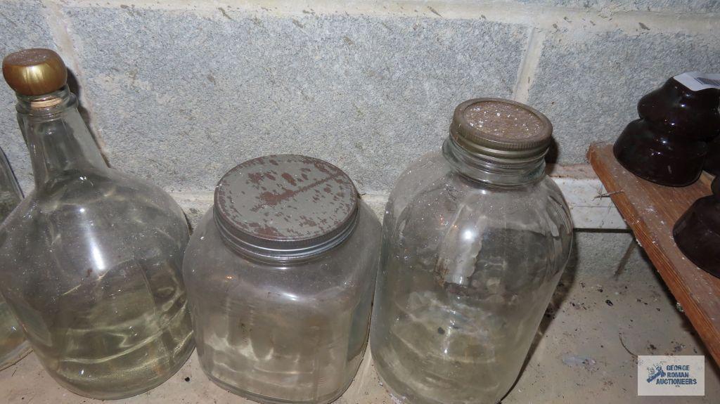 lot of assorted glass jugs