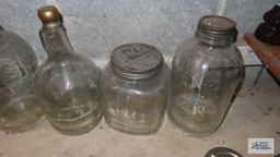 lot of assorted glass jugs